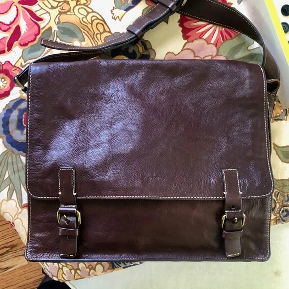 Handbags - Cole Haan Brown Leather Messenger Laptop Bag Adjustable Strap